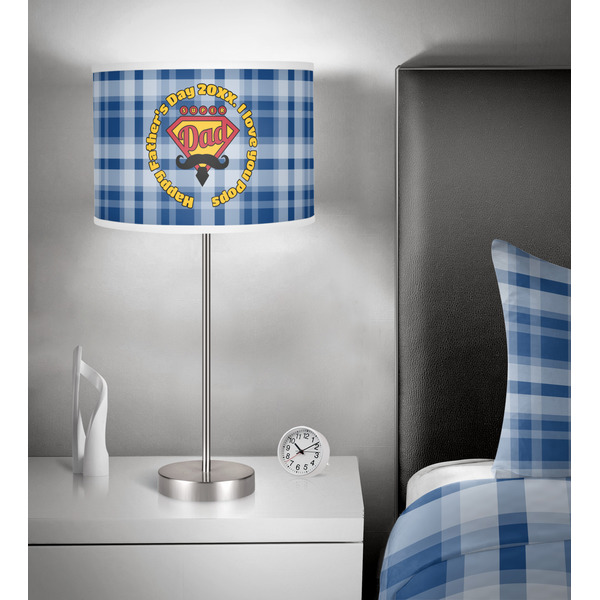 Hipster Dad 13 inch drum lamp shade - in room