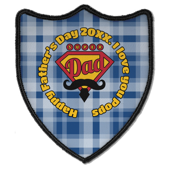 Custom Hipster Dad Iron On Shield Patch B w/ Name or Text