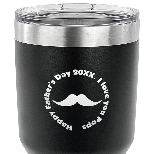 Hipster Dad 30 oz Stainless Steel Ringneck Tumbler - Black - CLOSE UP