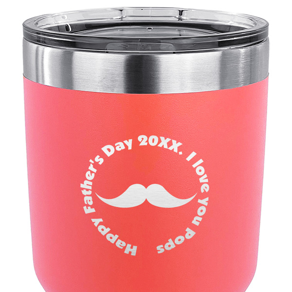 Hipster Dad 30 oz Stainless Steel Ringneck Tumbler - Coral - CLOSE UP