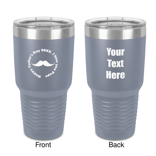 Custom Hipster Dad 30 oz Stainless Steel Tumbler - Grey - Double-Sided (Personalized)