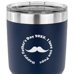 Hipster Dad 30 oz Stainless Steel Tumbler - Navy - Single Sided (Personalized)