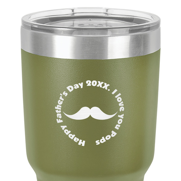 Hipster Dad 30 oz Stainless Steel Ringneck Tumbler - Olive - Close Up