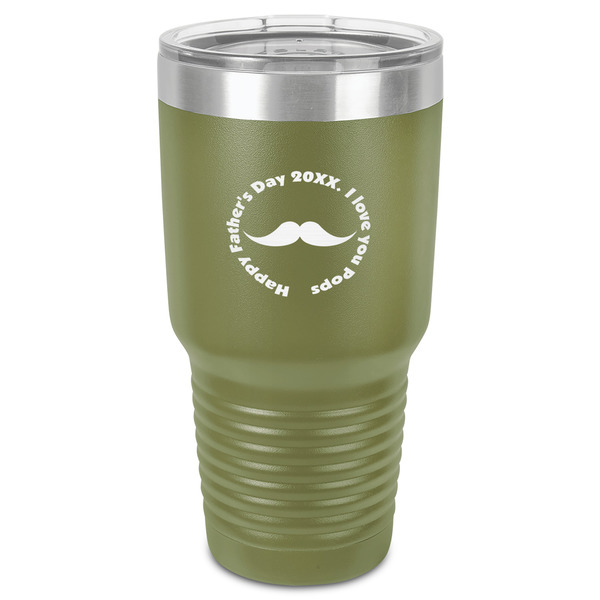 Custom Hipster Dad 30 oz Stainless Steel Tumbler - Olive - Single-Sided (Personalized)