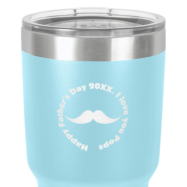 Hipster Dad 30 oz Stainless Steel Ringneck Tumbler - Teal - Close Up