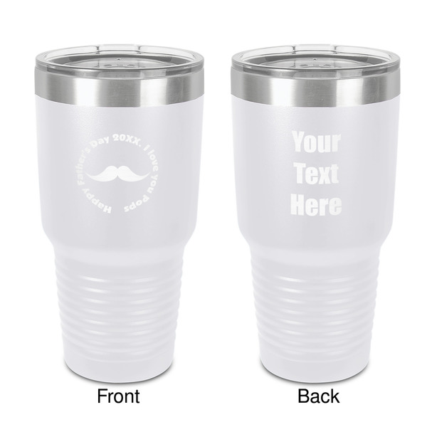 Custom Hipster Dad 30 oz Stainless Steel Tumbler - White - Double-Sided (Personalized)