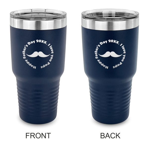 Custom Hipster Dad 30 oz Stainless Steel Tumbler - Navy - Double Sided (Personalized)