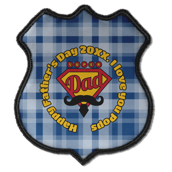 Custom Hipster Dad Iron On Shield Patch C w/ Name or Text