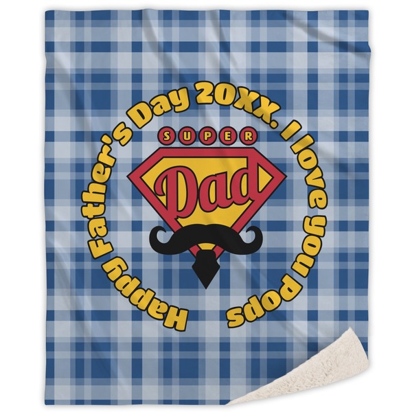 Custom Hipster Dad Sherpa Throw Blanket (Personalized)