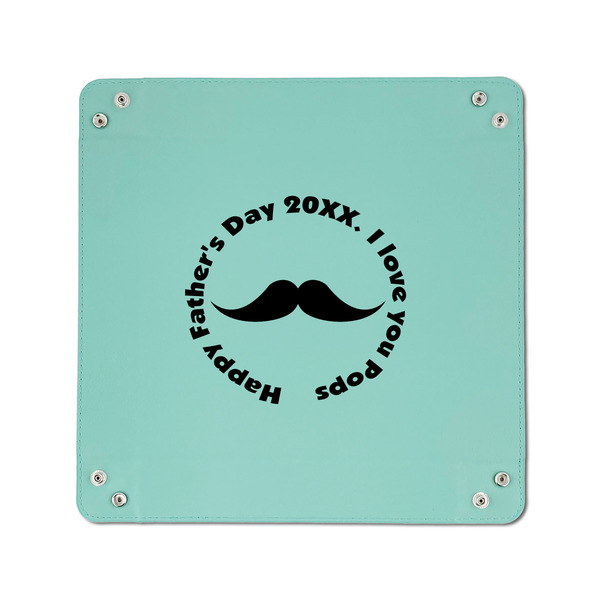 Hipster Dad 6" x 6" Teal Leatherette Snap Up Tray - APPROVAL
