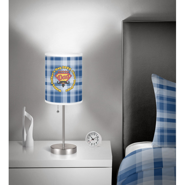 Hipster Dad 7 inch drum lamp shade - in room