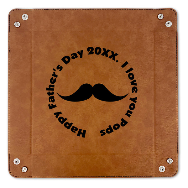 Hipster Dad 9" x 9" Leatherette Snap Up Tray - APPROVAL (FLAT)