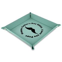 Hipster Dad 9" x 9" Teal Faux Leather Valet Tray (Personalized)