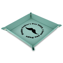 Hipster Dad Faux Leather Dice Tray - 9" x 9"  - Teal (Personalized)
