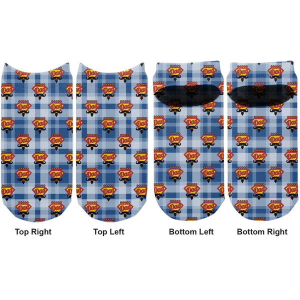 Hipster Dad Adult Ankle Socks - Double Pair - Front and Back - Apvl