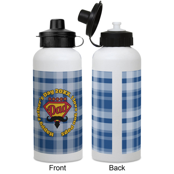 Hipster Dad Aluminum Water Bottle - White APPROVAL