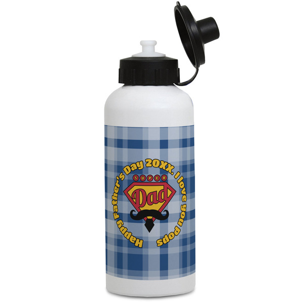 Custom Hipster Dad Water Bottles - Aluminum - 20 oz - White (Personalized)