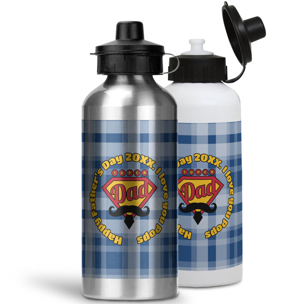 Hipster Dad Aluminum Water Bottles - MAIN (white &silver)