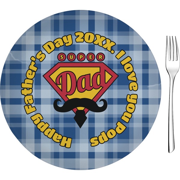 Custom Hipster Dad 8" Glass Appetizer / Dessert Plates - Single or Set (Personalized)