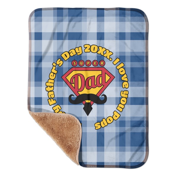 Custom Hipster Dad Sherpa Baby Blanket - 30" x 40" w/ Name or Text