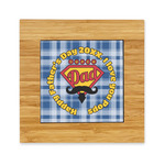 Hipster Dad Bamboo Trivet with Ceramic Tile Insert (Personalized)