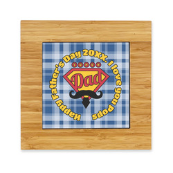 Hipster Dad Bamboo Trivet with Ceramic Tile Insert (Personalized)