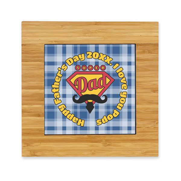 Custom Hipster Dad Bamboo Trivet with Ceramic Tile Insert (Personalized)