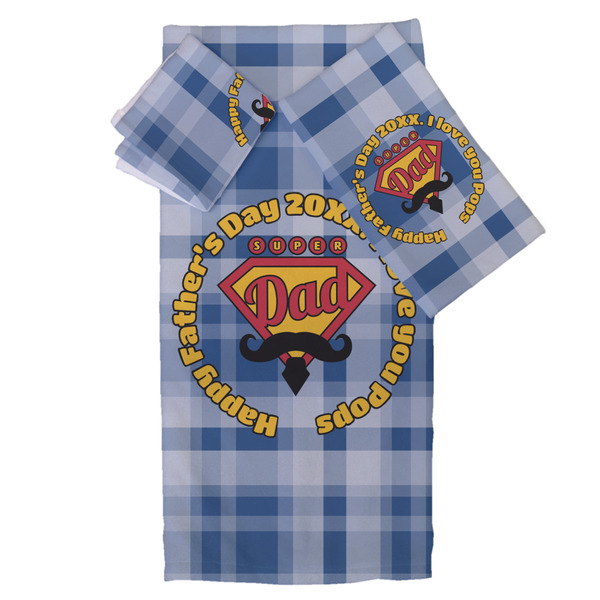 Custom Hipster Dad Bath Towel Set - 3 Pcs (Personalized)