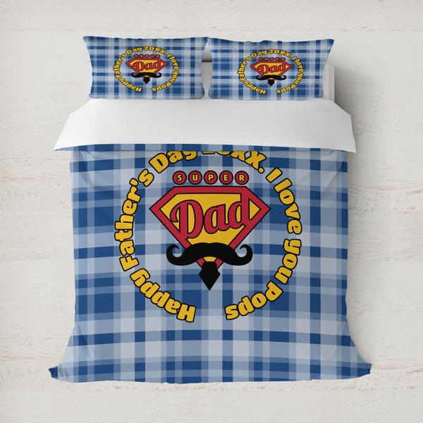 Custom Hipster Dad Duvet Cover Set - Full / Queen (Personalized)