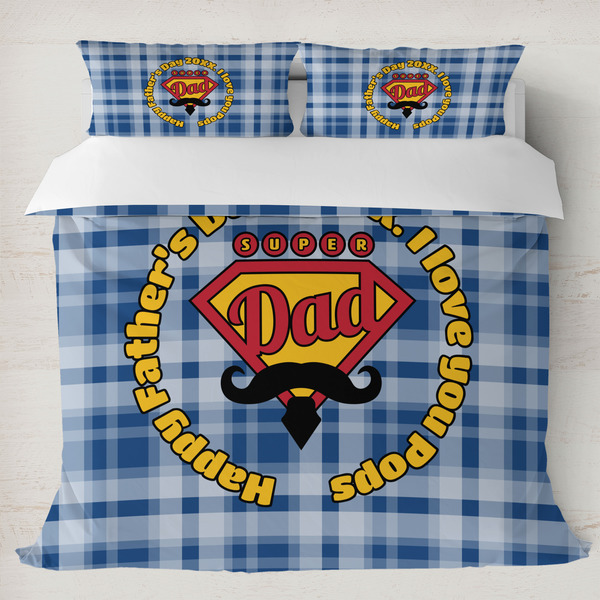 Custom Hipster Dad Duvet Cover Set - King (Personalized)