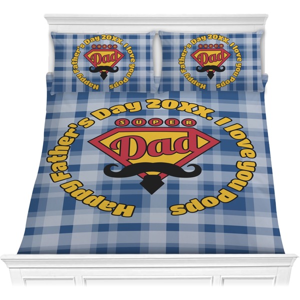 Custom Hipster Dad Comforter Set - Full / Queen (Personalized)