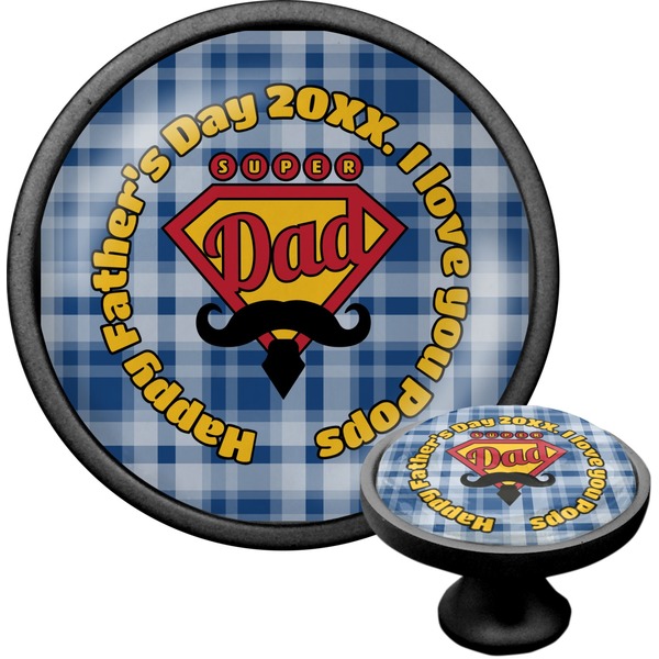 Custom Hipster Dad Cabinet Knob (Black) (Personalized)