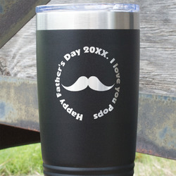 Hipster Dad 20 oz Stainless Steel Tumbler - Black - Double Sided (Personalized)