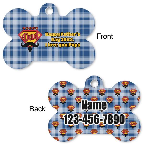 Hipster Dad Bone Shaped Dog ID Tag - Large - Approval