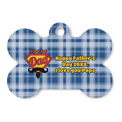 Hipster Dad Bone Shaped Dog ID Tag (Personalized)