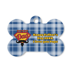 Hipster Dad Bone Shaped Dog ID Tag - Small (Personalized)