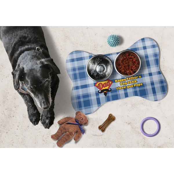 Hipster Dad Bone Shaped Mat w/ Food & Water