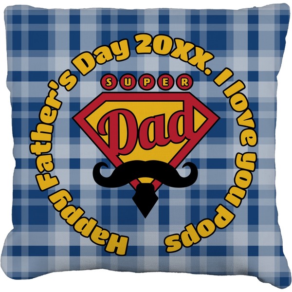 Custom Hipster Dad Faux-Linen Throw Pillow 16" (Personalized)