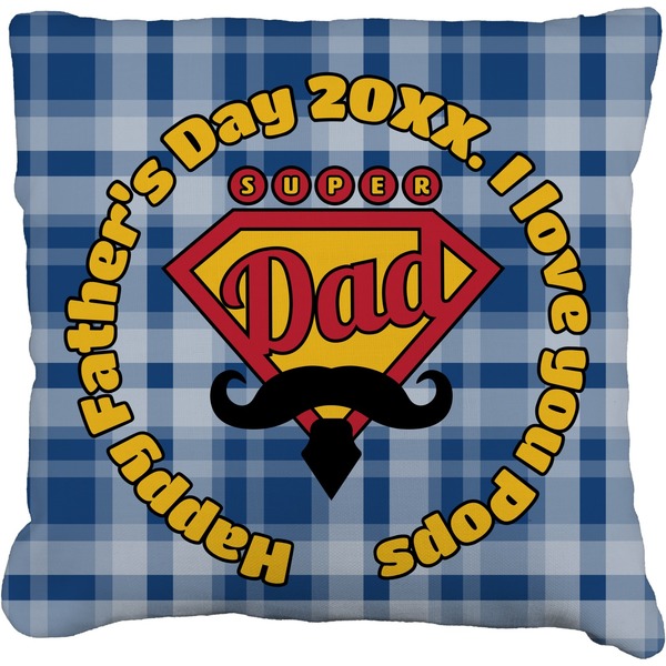Custom Hipster Dad Faux-Linen Throw Pillow 18" (Personalized)