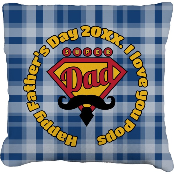 Custom Hipster Dad Faux-Linen Throw Pillow 20" (Personalized)