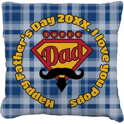 Hipster Dad Faux-Linen Throw Pillow (Personalized)