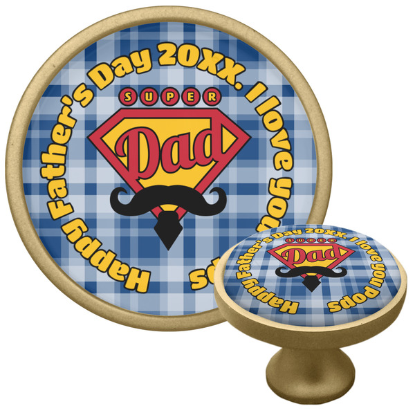 Custom Hipster Dad Cabinet Knob - Gold (Personalized)