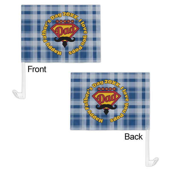 Hipster Dad Car Flag - 11" x 8" - Front & Back View