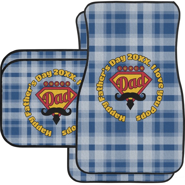 Custom Hipster Dad Car Floor Mats Set - 2 Front & 2 Back (Personalized)