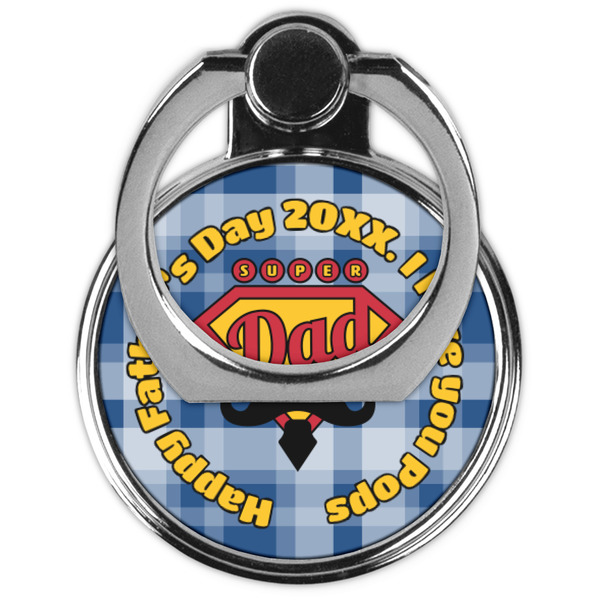 Hipster Dad Cell Phone Ring Stand & Holder - Front (Collapsed)