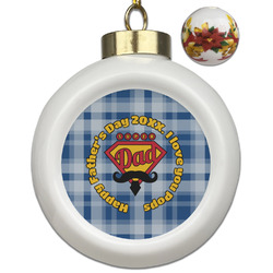 Hipster Dad Ceramic Ball Ornaments - Poinsettia Garland (Personalized)