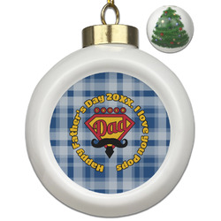 Hipster Dad Ceramic Ball Ornament - Christmas Tree (Personalized)