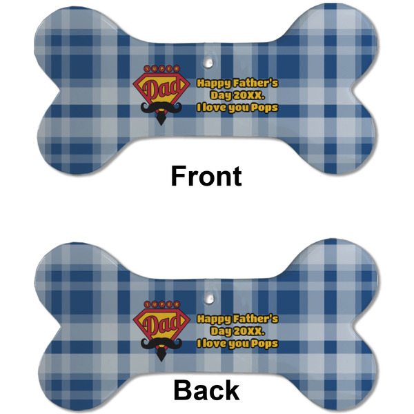 Hipster Dad Ceramic Flat Ornament - Bone Front & Back (APPROVAL)