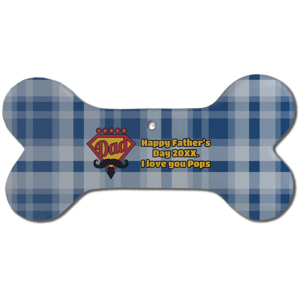 Hipster Dad Ceramic Flat Ornament - Bone Front