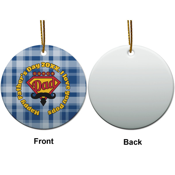 Hipster Dad Ceramic Flat Ornament - Circle Front & Back (APPROVAL)